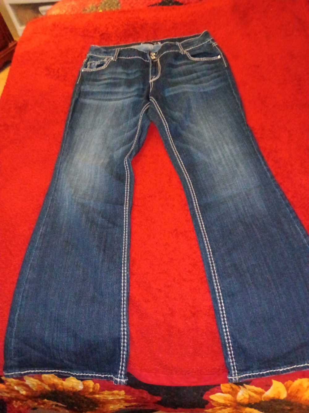 Vigoss Bootcut Jeans Womens 14 Blue Medium Wash Heritage Fit Embroidered Denim